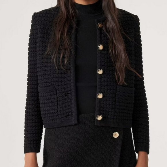 ba&sh GASPARD knitted cardigan in black size 1/XS